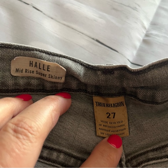 Gray True Religion Halle Cut Off Distressed Jean Shorts, Size 27 - Picture 7 of 12